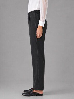 Brunello Cucinelli Charcoal Gray Pants Monili Side Stripe Pull On Pant Size 12